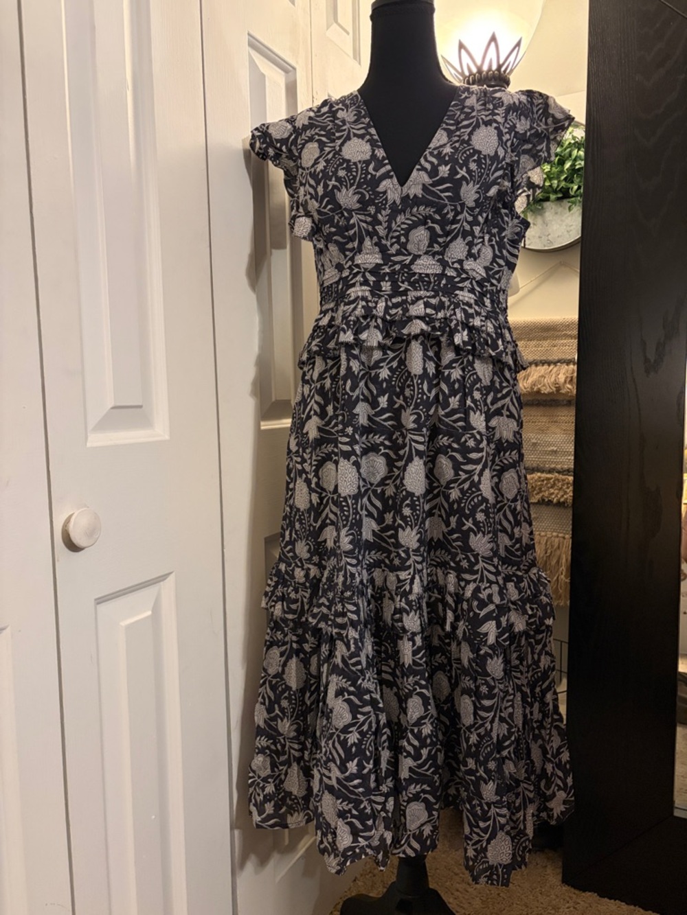 Cleobella Navy and White Floral Midi Dress